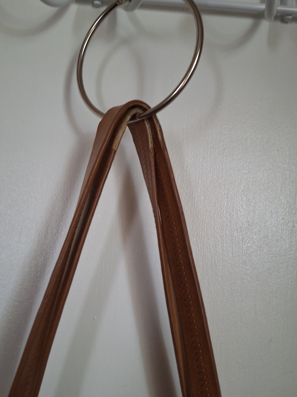 HOBO Red Leather Tote with Tan Straps and Brass Accents - Picture 5 of 7